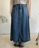Shuku tassel banding denim long skirt