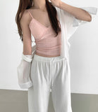 With Cup Lace Span Sleeveless Vacation Look