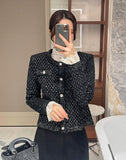 Nemu Spangle Pearl Knit Jacket Cardigan