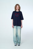 Chain Heart Embroidered Short Sleeve Tee