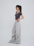 Front pocket balloon nylon pants