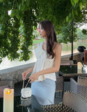 Onde Unbal shirring sleeveless blouse