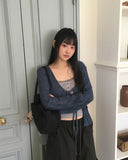 Rumi wrinkle see-through ribbon cardigan