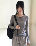 Soun wool tensel cut see-through layered T-shirt