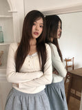 Sojin Lace Shirring Button T-Shirt
