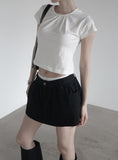 Center Shirred Round Crop Top