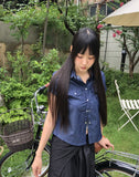 Siyu slim fit raw denim pocket short sleeve shirt