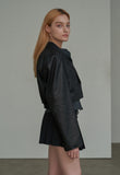 Crop Mix Leather Jacket