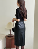 Roel Leather H-Line Skirt