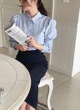Nancy Stripe Puff Shirt Blouse