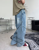 Neble Unbalanced Line Denim Pants