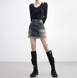Lane Cargo Denim Skirt
