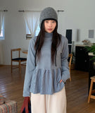 Hokam Brushed Stripe Frill Turtleneck Tee