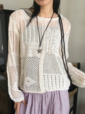 Rishi Vintage Punching Mesh Layered Long-Sleeved Knitwear