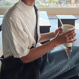 Cable knit short sleeve half zip up ver