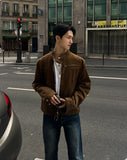 Suede strap racer jacket