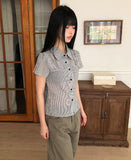 Shukong Check Short Sleeve Blouse