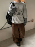 [unisex] Panpio Embroidered Stripe Layered Sweatshirt