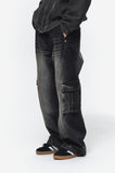 Cargo Curved Wide Denim Pants
