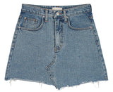 Blue denim short skirt