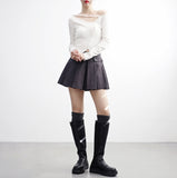 Laminet pocket pleated skirt