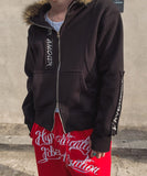 Amor brushed Raccoon Fur Hooded Zip-Up