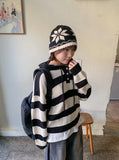 Corelli Button Stripe Hood Knit