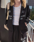 Seraw Printing Fur Hood Zip-Up