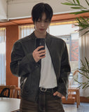 The Non Washed Stand Collar Leather Jacket