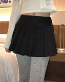 Tny pleats wool short skirt