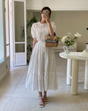 [Two Piece] Hueri Punching Blouse Long Skirt