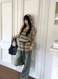 Nion See-Through Stripe Hood Long Sleeve Knit