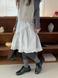 Silk Frill Banding Midi Skirt