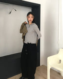 Femo vintage high neck collar button cotton jacket