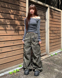 Pim Military Camo Pocket Cargo Bootcut Cotton Long Pants