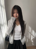Detting Round V-Neck Knit Cardigan