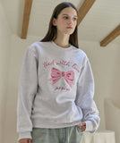 Ribbon Drawing Embroidery Sweatshirt