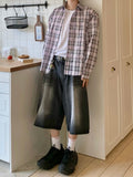 Steel black bermuda denim jeans
