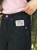 Miron Pink Lettering Raw Balloon Wide Pants