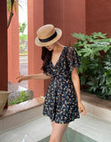 Cloche Ruffle Wrap Monokini Flower