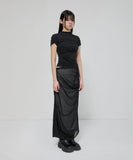 Asymmetrical Draped Mock Neck T-Shirt