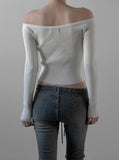 Curved off-shoulder knit