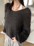 Selena V-neck Angora Long Sleeve Knit