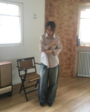 Karik two-way snap button washed wide denim pants