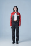 Lambskin cropped biker jacket