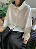 [BAONHAUS] Bottom Nylon Collar Shirring Blouse - F/W ver.