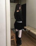 Doyu Velvet Tiered Mini Skirt