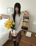 [MADE] Hupi Pin Tuck Button V-Neck Collar Long Sleeve Shirt