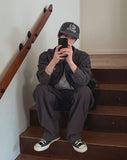 Merrick Herringbone Cargo Wide Pants