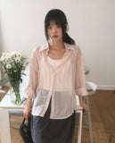 Netin Overfit See-Through Stripe Shirt